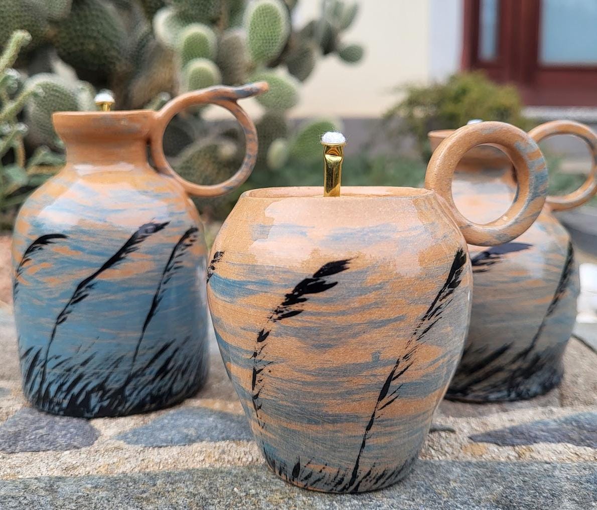 Sunset Oil Lamps | Béntu Collection | Handcrafted Ceramic