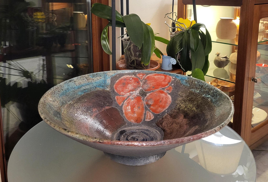 Unique Decorative Red Poppy Plate | Raku Ware | Handcrafted Ceramic