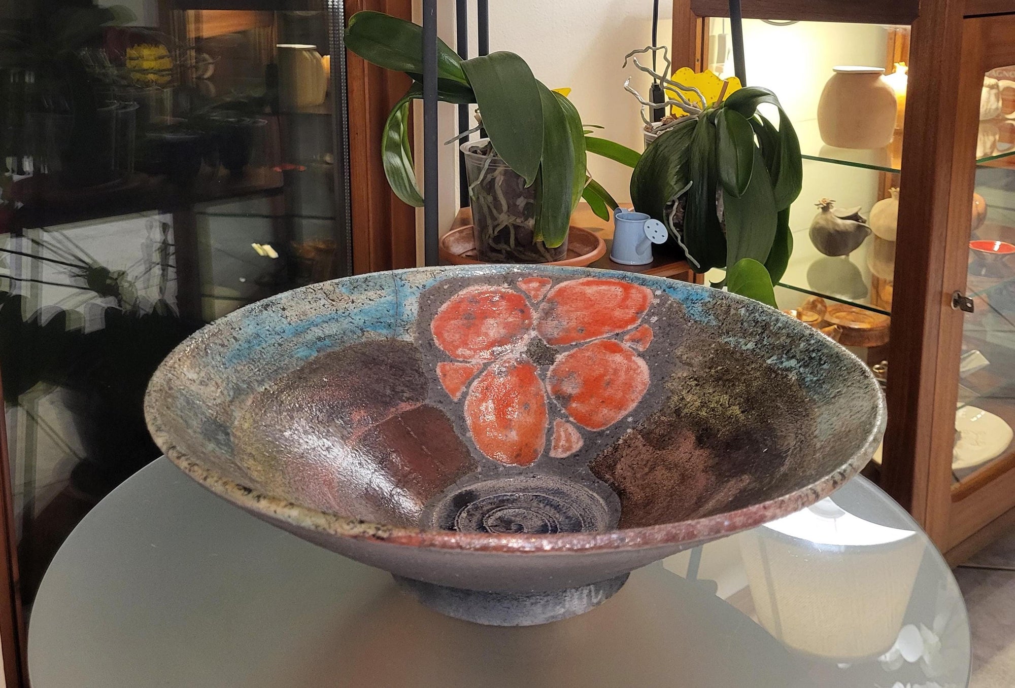 Unique Decorative Red Poppy Plate | Raku Ware | Handcrafted Ceramic