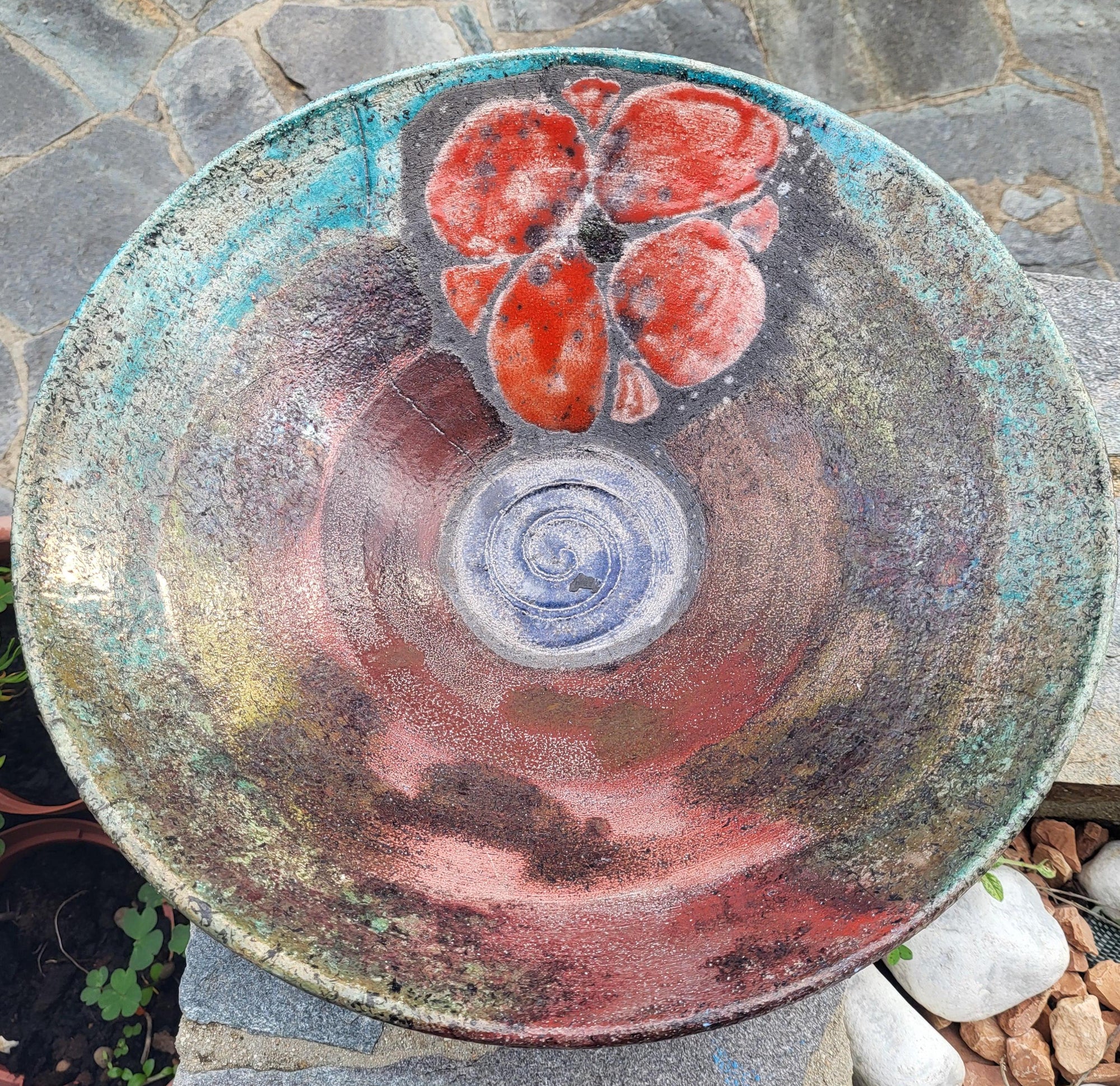 Unique Decorative Red Poppy Plate | Raku Ware | Handcrafted Ceramic