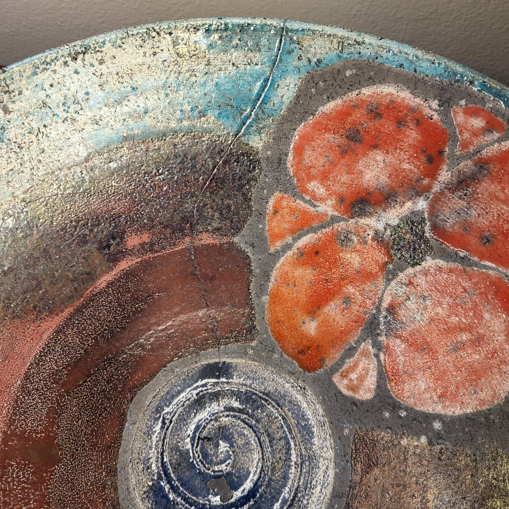 Unique Decorative Red Poppy Plate | Raku Ware | Handcrafted Ceramic