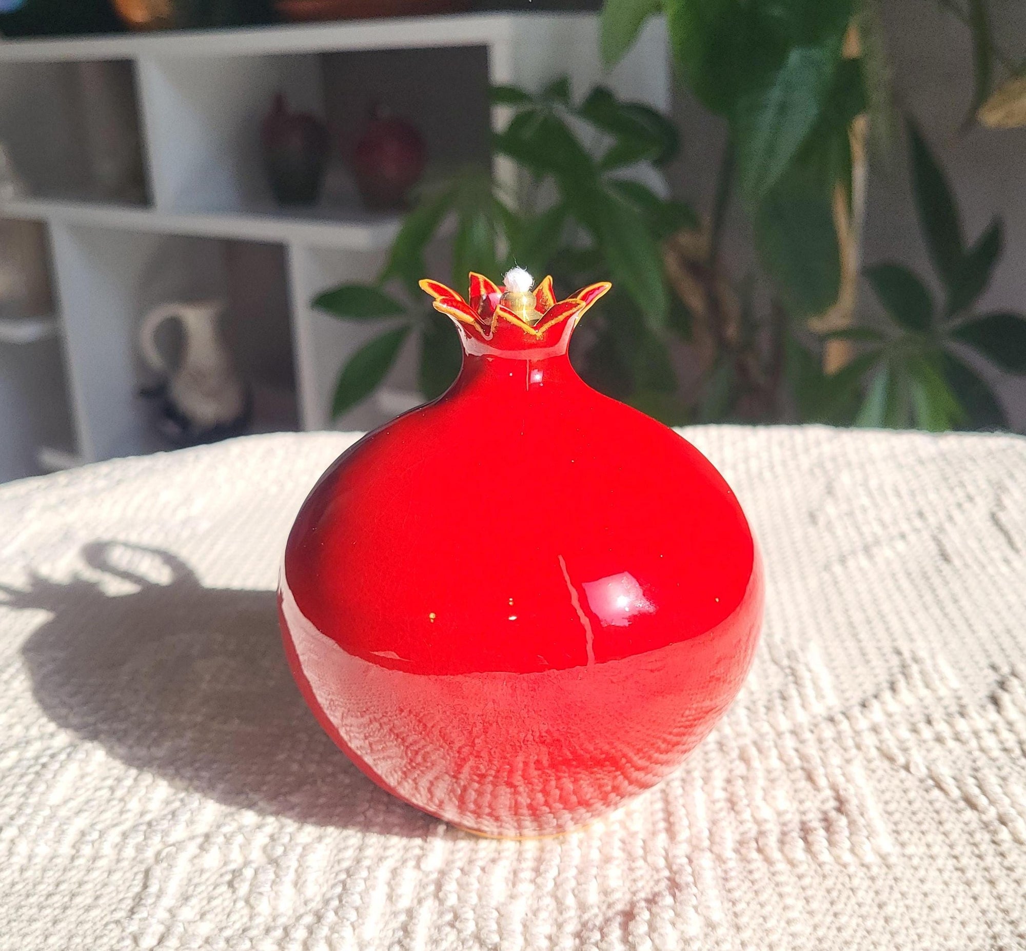 Pomegranate Oil Lamps | Mediterranean Home Decor | Handcrafted Ceramic