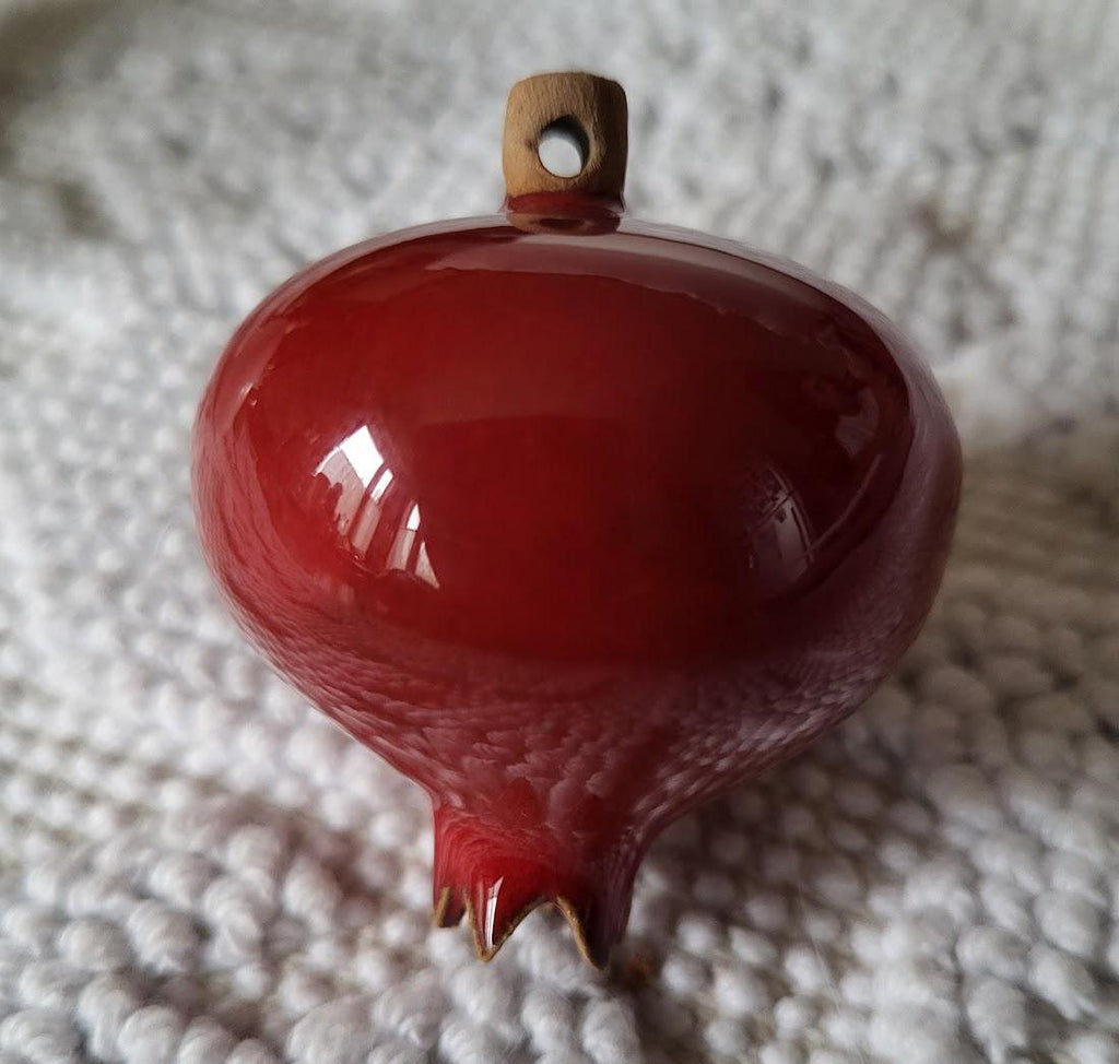 Ornamental Pomegranates | Red & White Decorative Pieces | Handcrafted Ceramic